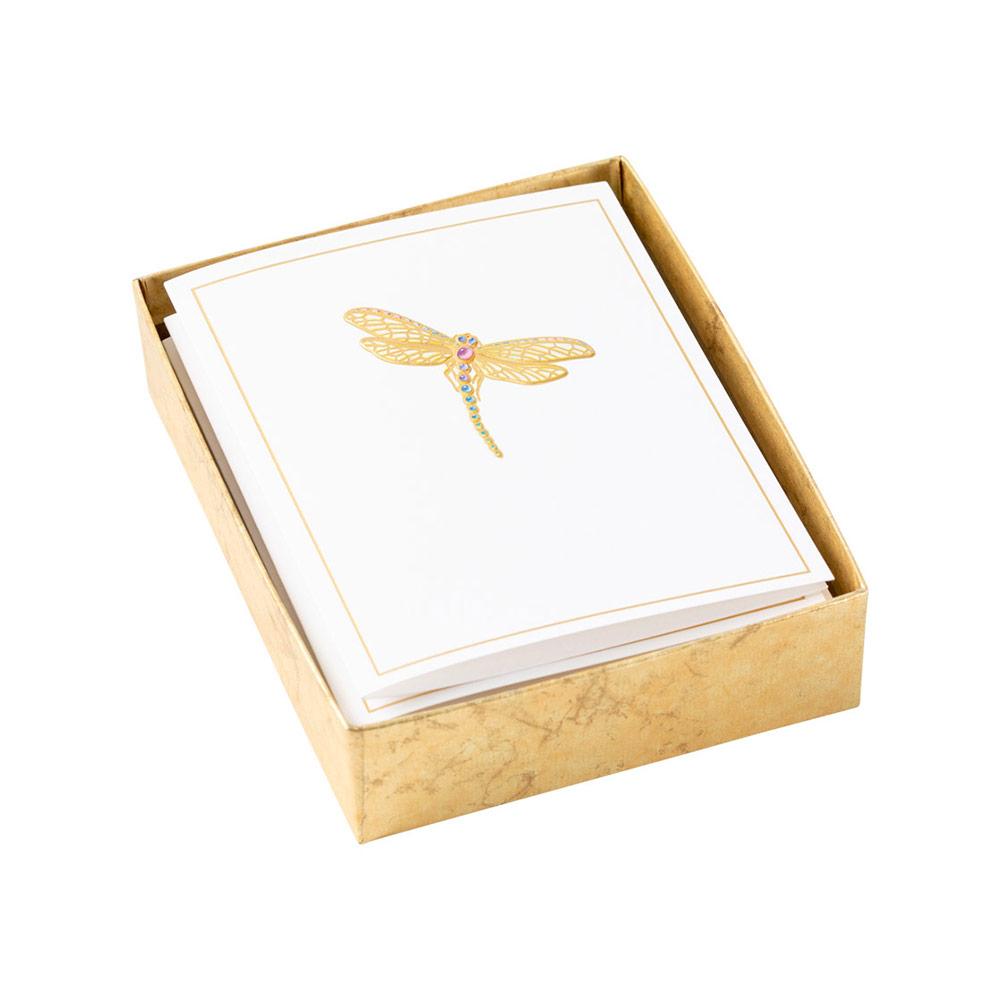 Caspari Jeweled Insects Foil Embossed Assorted Boxed Note Cards - 10 Note Cards & 10 Envelopes 91604.46A