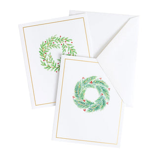 Caspari Wreath Assorted Embossed Boxed Note Cards - 10 Note Cards & 10 Envelopes 91613.46A