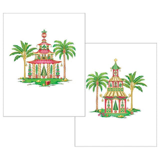 Caspari Christmas Pagodas Assorted Embossed Boxed Note Cards - 10 Note Cards & 10 Envelopes 91614.46A