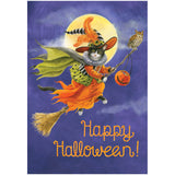 Cat On A Broomstick Greeting Card - 1 Card & 1 Envelope