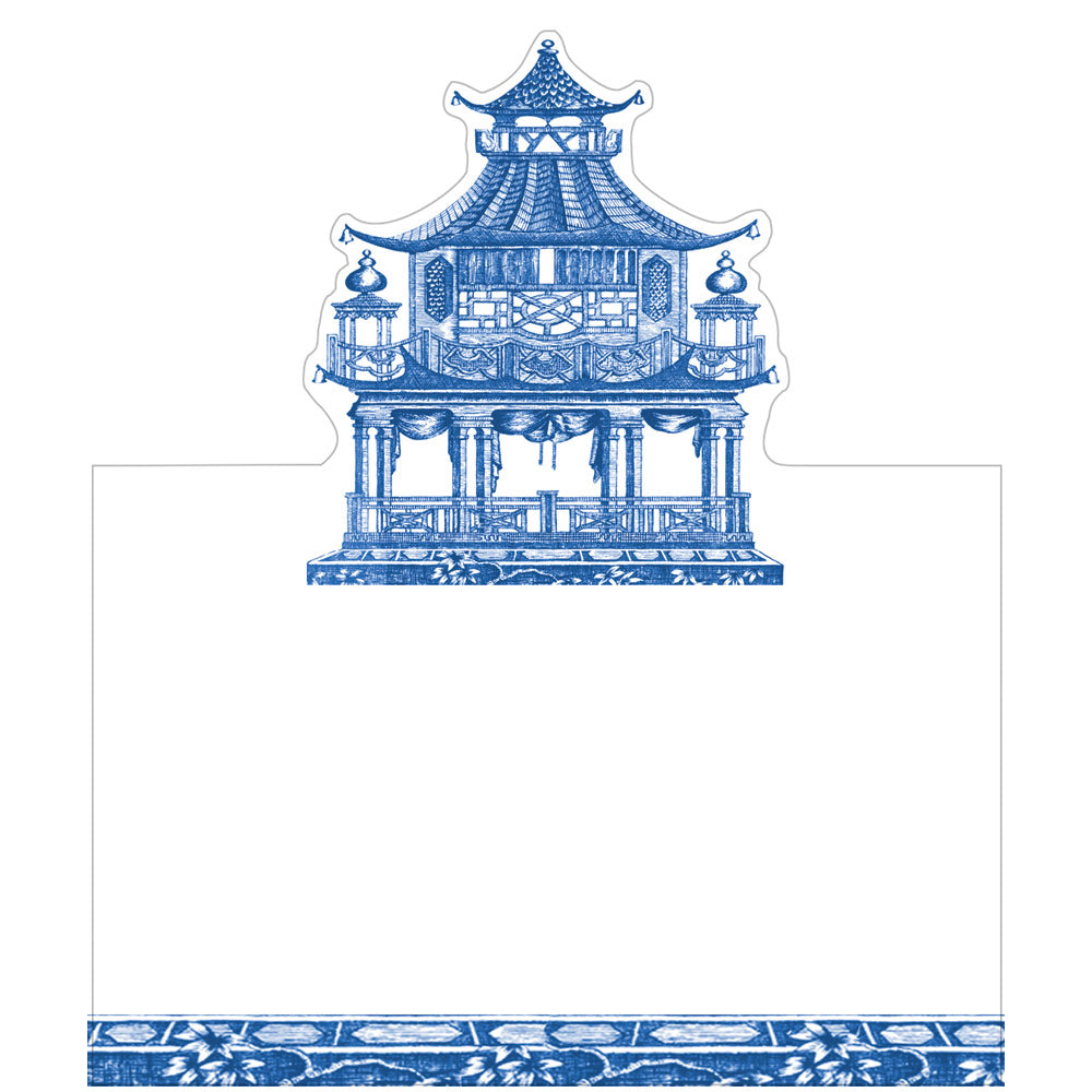 Chinoiserie Toile Pagoda Place Cards in Blue- 8 Per Package