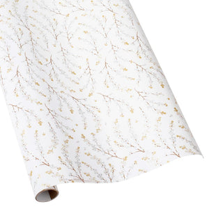 Caspari Berry Branches Gift Wrapping Paper in White & Silver - 30" x 8' Roll 94654RC
