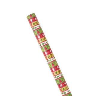 Caspari Calico Christmas Gift Wrapping Paper in Red & Green - 30" x 8' Roll 9601RC