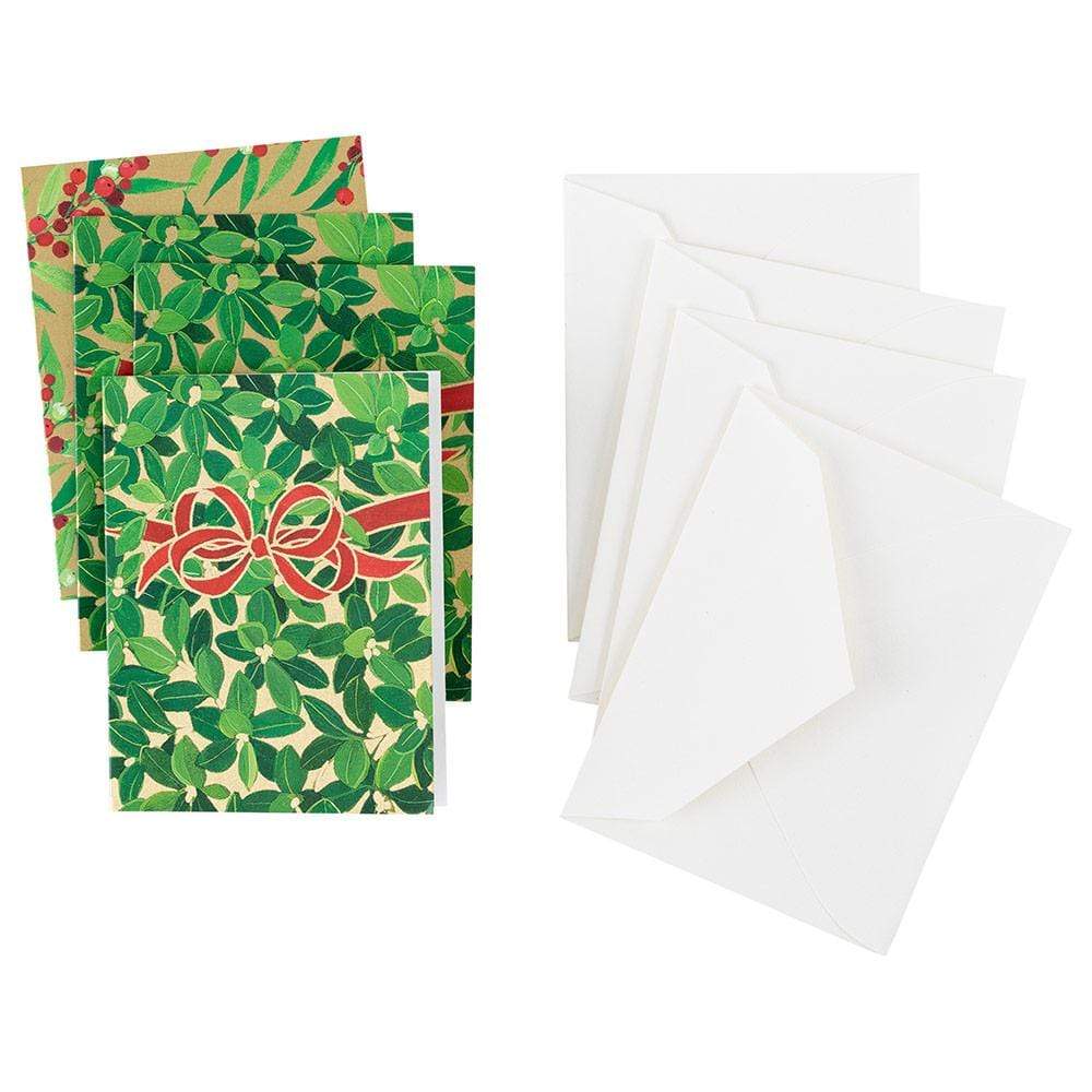 Caspari Boxwood Gift Enclosure Cards in Gold - 4 Mini Cards & 4 Envelopes 96200ENC