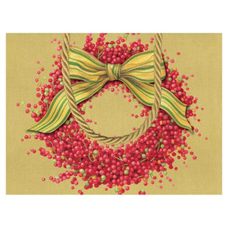 Caspari Berries and Bow Small Gift Bag in Gold - 1 Each 9662B1