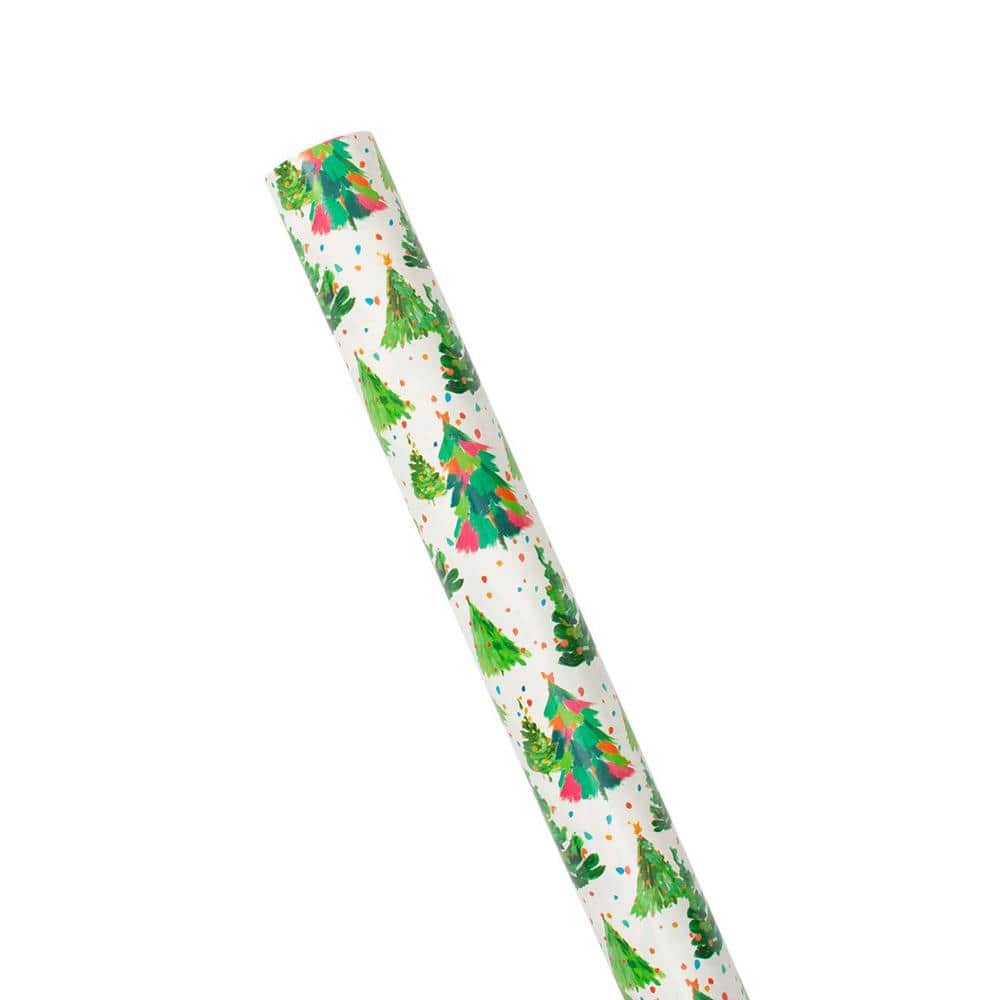 Caspari Brushstroke Trees Gift Wrap Roll on High-Gloss Paper - 30" x 8' Roll 9705RC