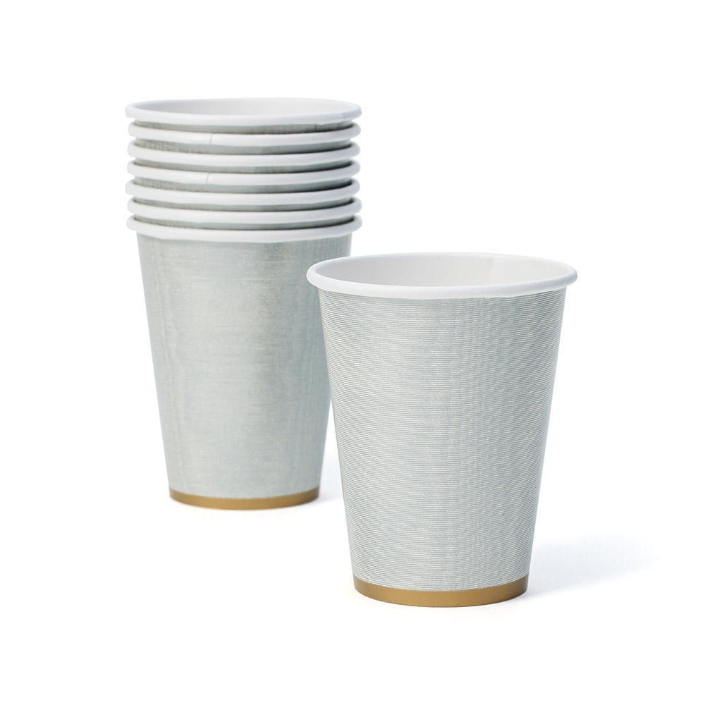 Caspari Moiré Paper Cups in Silver - 8 Per Package 9720CP