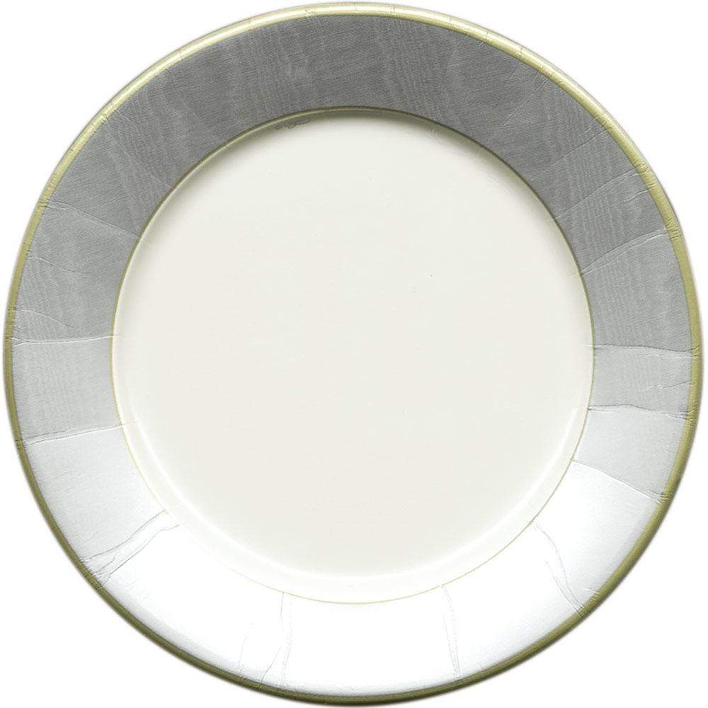 Caspari Moiré Paper Dinner Plates in Silver - 8 Per Package 9720DP