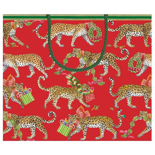 Caspari Christmas Leopards Large Gift Bag - 1 Each 9745B3
