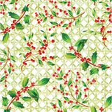 Caspari Holly Trellis Gift Wrapping Paper - 30" x 8' Roll 9757RC