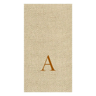 Caspari Natural Jute Paper Linen Single Initial Boxed Guest Towel Napkins - 24 Per Box A 9760GG.A