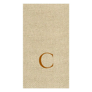 Caspari Natural Jute Paper Linen Single Initial Boxed Guest Towel Napkins - 24 Per Box C 9760GG.C