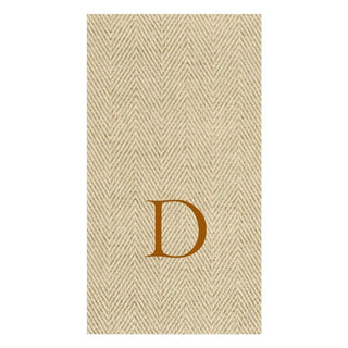 Caspari Natural Jute Paper Linen Single Initial Boxed Guest Towel Napkins - 24 Per Box D 9760GG.D