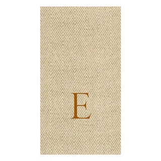 Caspari Natural Jute Paper Linen Single Initial Boxed Guest Towel Napkins - 24 Per Box E 9760GG.E