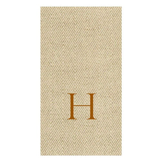 Caspari Natural Jute Paper Linen Single Initial Boxed Guest Towel Napkins - 24 Per Box H 9760GG.H