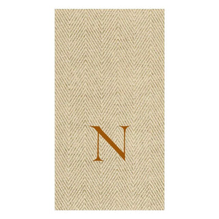 Caspari Natural Jute Paper Linen Single Initial Boxed Guest Towel Napkins - 24 Per Box N 9760GG.N