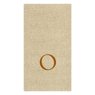 Caspari Natural Jute Paper Linen Single Initial Boxed Guest Towel Napkins - 24 Per Box O 9760GG.O