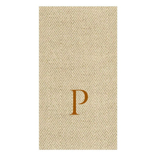 Caspari Natural Jute Paper Linen Single Initial Boxed Guest Towel Napkins - 24 Per Box P 9760GG.P