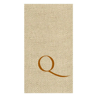 Caspari Natural Jute Paper Linen Single Initial Boxed Guest Towel Napkins - 24 Per Box Q 9760GG.Q