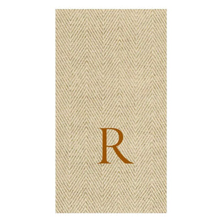 Caspari Natural Jute Paper Linen Single Initial Boxed Guest Towel Napkins - 24 Per Box R 9760GG.R