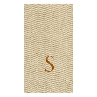 Caspari Natural Jute Paper Linen Single Initial Boxed Guest Towel Napkins - 24 Per Box S 9760GG.S