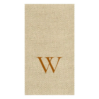 Caspari Natural Jute Paper Linen Single Initial Boxed Guest Towel Napkins - 24 Per Box W 9760GG.W
