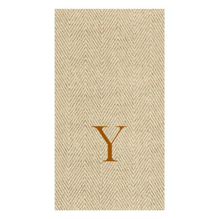 Caspari Natural Jute Paper Linen Single Initial Boxed Guest Towel Napkins - 24 Per Box Y 9760GG.Y