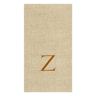Caspari Natural Jute Paper Linen Single Initial Boxed Guest Towel Napkins - 24 Per Box Z 9760GG.Z