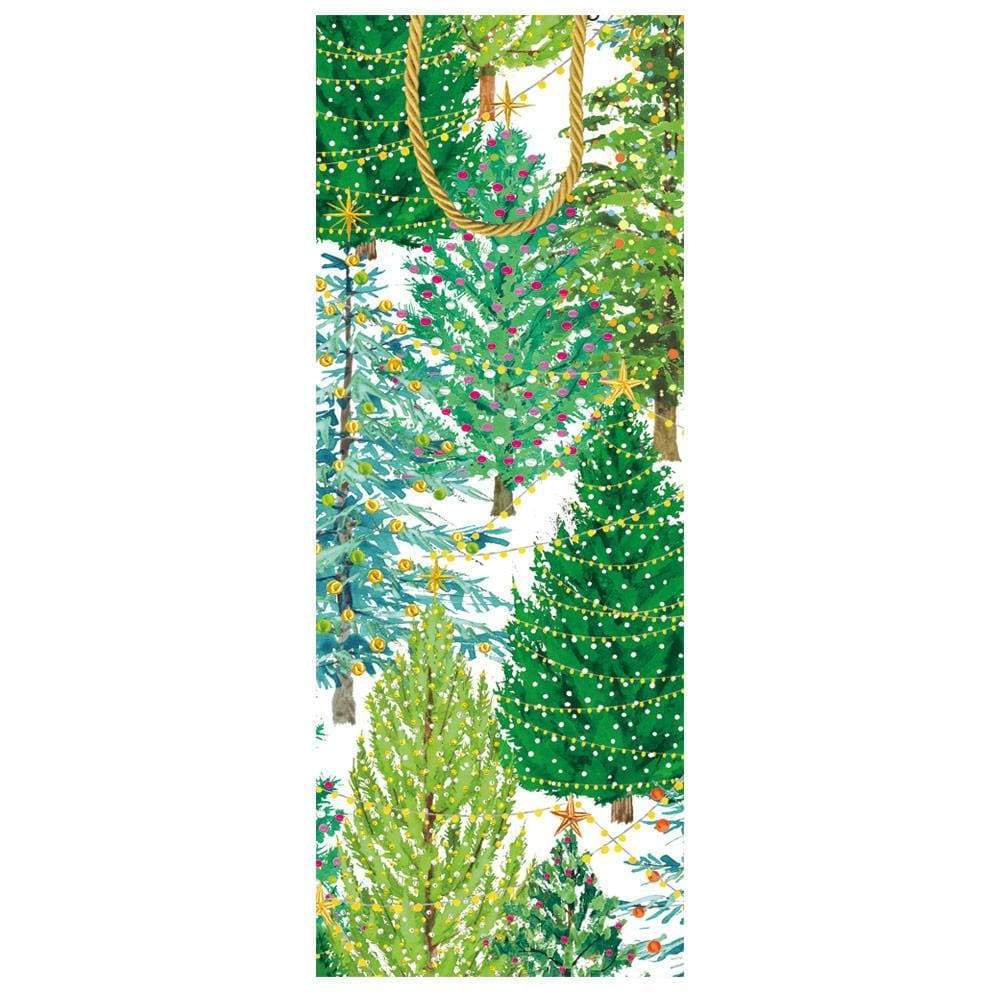 Caspari Christmas Trees with Lights Wine & Bottle Gift Bag - 1 Each 9771B4