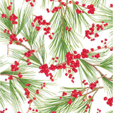 Caspari Berries and Pine Gift Wrapping Paper in White - 30" x 8' Roll 9783RC