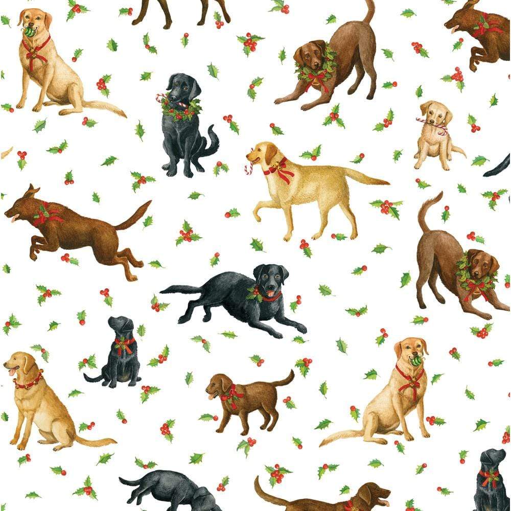 Caspari Christmas Labs Gift Wrapping Paper - 30" x 8' Roll 9786RC