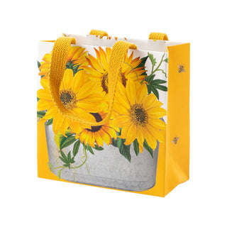 Caspari Sunflowers Small Square Gift Bag - 1 Each 9799B1.5