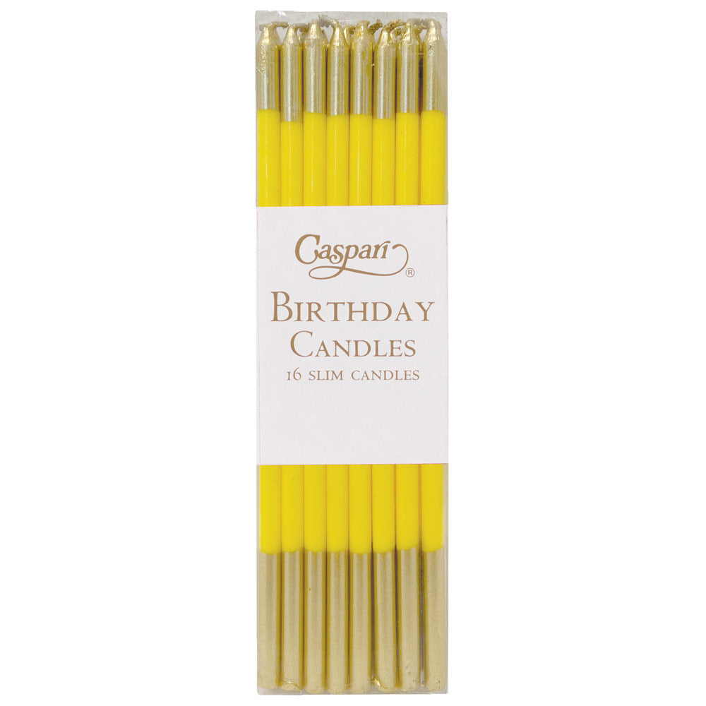 Birthday Slims Birthday Candles in Soft Yellow & Gold - 16 Candles Per Box