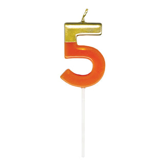 Number Candle 5 - Bright Orange