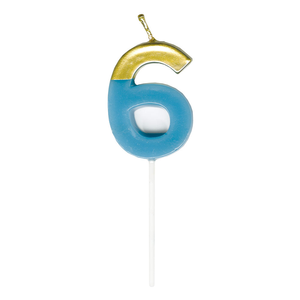 Number Candle 6 - Turquoise