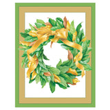 Magnolia Leaf Wreath Blank Christmas Cards in Cello Pack - 5 Cards & 5 Envelopes