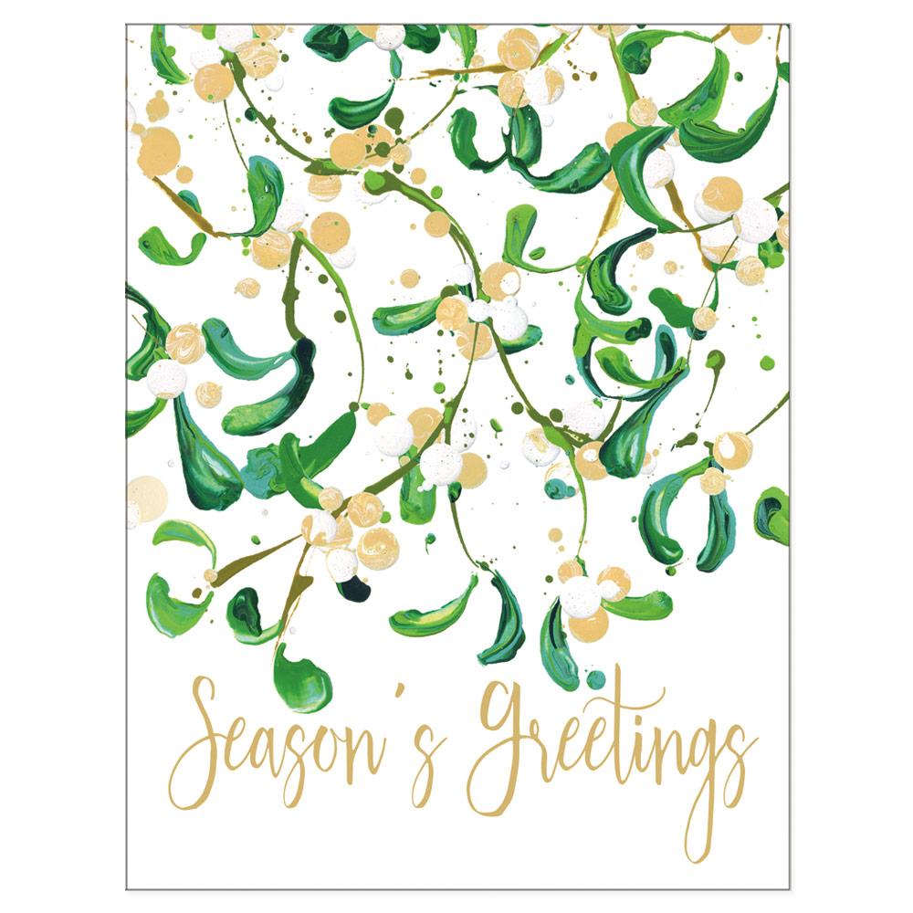 Modern Mistletoe Christmas Cards in Cello Pack - 5 Cards & 5 Envelopes