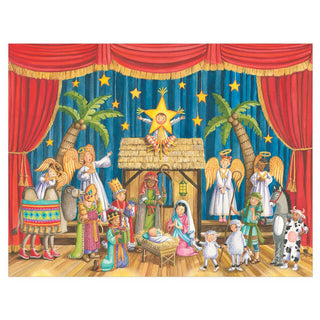 Children's Nativity Play Blank Christmas Cards in Cello Pack - 5 Cards & 5 Envelopes