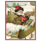 Santa in Sleigh Mini Boxed Christmas Cards - 12 Cards & 13 Envelopes