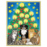 Animals in Front of Tree Christmas Cards in Cello Pack - 5 Cards & 5 Envelopes
