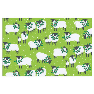 Sheep with Holly Blank Christmas Cards in Cello Pack - 5 Cards & 5 Envelopes