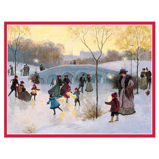 Skaters at Dusk Blank Christmas Cards in Cello Pack - 5 Cards & 5 Envelopes