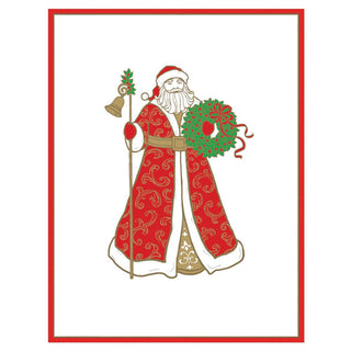 St. Nicolas Embossed Blank Boxed Christmas Cards - 10 Cards & 10 Envelopes