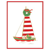 Christmas Sailboat Embossed Boxed Christmas Cards - 10 Cards & 10 Envelopes