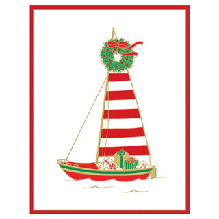 Christmas Sailboat Blank Boxed Christmas Cards - 10 Cards & 10 Envelopes