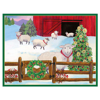 Christmas Sheep on the Farm Blank Christmas Cards in Cello Pack - 5 Cards & 5 Envelopes