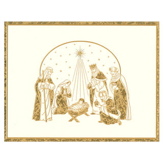 Nativity Large Embossed Boxed Christmas Cards - 10 Cards & 10 Envelopes