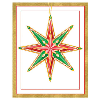 Star with Pearls Mini Embossed Boxed Christmas Cards - 10 Cards & 10 Envelopes