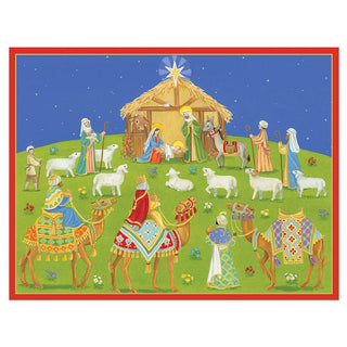 Nativity Scene Blank Christmas Cards in Cello Pack - 5 Cards & 5 Envelopes