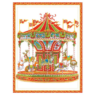 Christmas Carousel Blank Christmas Cards in Cello Pack - 5 Cards & 5 Envelopes
